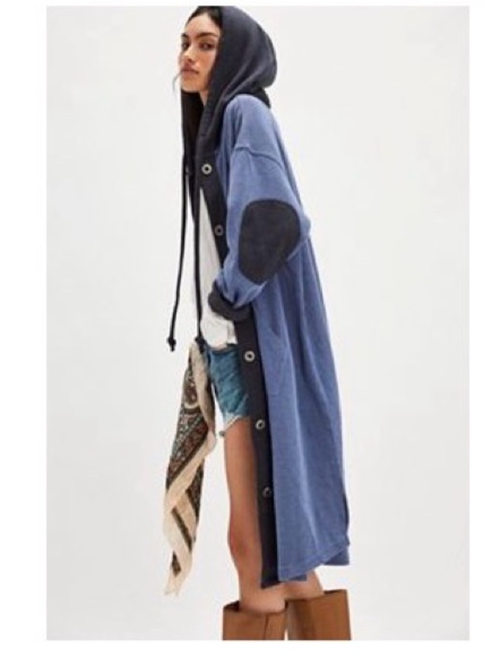 NWOT Free People Tomorrows Sweatshirt Cardigan Steel Blue XL